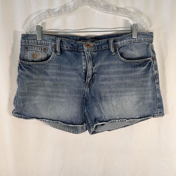 Ralph Lauren Sport Jean Shorts Women's 12 Medium Wash Blue Denim Mid Rise - Picture 1 of 6
